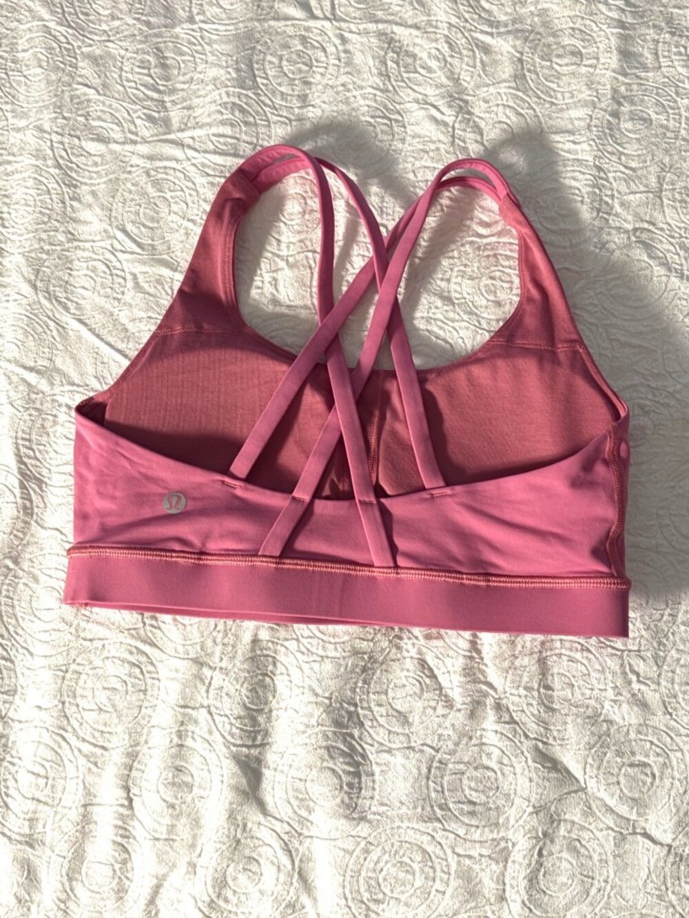 Like New Lululemon Energy Sports Yoga Bra Pink Blossom Luxtreme Size 6
